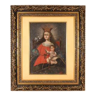 Madonna and Child, Oil on Canvas, 19th Century For Sale