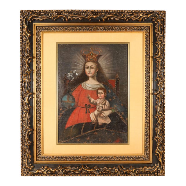 Madonna and Child, Oil on Canvas, 19th Century For Sale