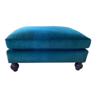 Oversized Custom Evergreen Velvet Ottoman For Sale