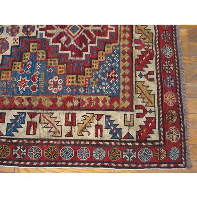 Tribal Tribal Geometric Design Small Size Late 19th Century Antique Caucasian Shirvan Carpet For Sale - Image 3 of 6