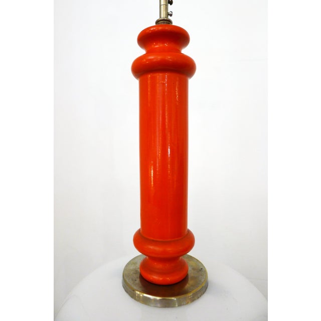 Vintage Space Age Pendant Light in Orange Wood & Opaline Lampshade, 1960s For Sale - Image 6 of 12