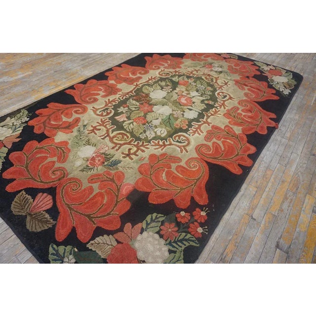 19th Century 19th Century American Hooked Rug ( 6'2" x 10'6" - 188 x 320 ) For Sale - Image 5 of 12