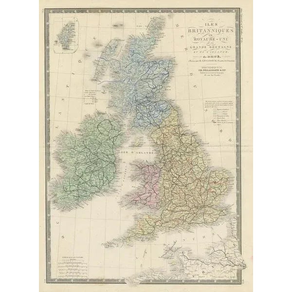 Antique map titled 'British Isles or United Kingdom of Great Britain (\.)'. Large map of the United Kingdom and Ireland....