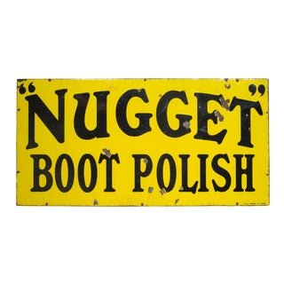 Enameled Nugget Boot Polish Sign C.1920-1950 For Sale