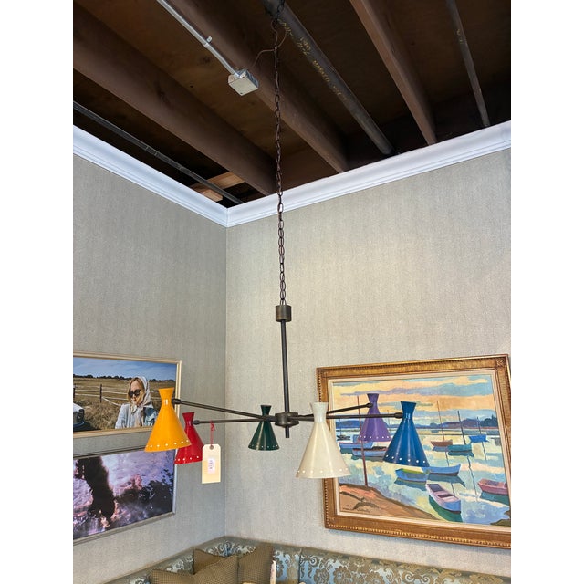 Mid-Century Modern 1950s Mid Century Modern Multi Colored Chandelier Italy 37” For Sale - Image 3 of 3