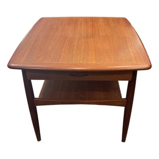 1960s Teak Side Table With Drawer & Shelf For Sale