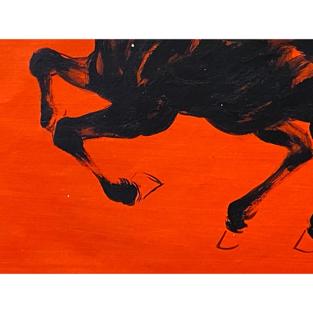 Oil Paint Canvas Art Black Artistic Racing Horse Wall Decor Painting For Sale - Image 4 of 6