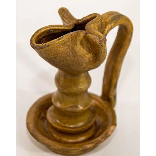Antique Islamic Persian Nishapur Style Ceramic Glazed Oil Lamp For Sale - Image 4 of 13