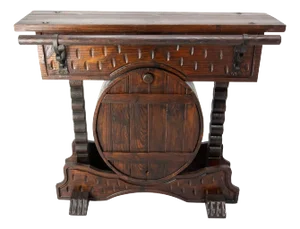 Vintage Spanish Barrel Bar in Pine and Wrought Iron, 1960s