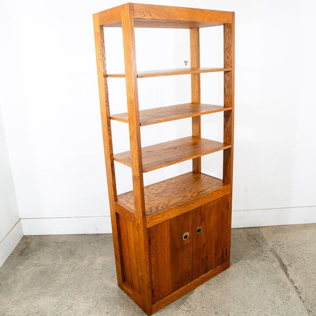 Wood 1960s Mid Century Modern Room Divider Wall Unit Oak Freestanding Modular Shelving For Sale - Image 7 of 12