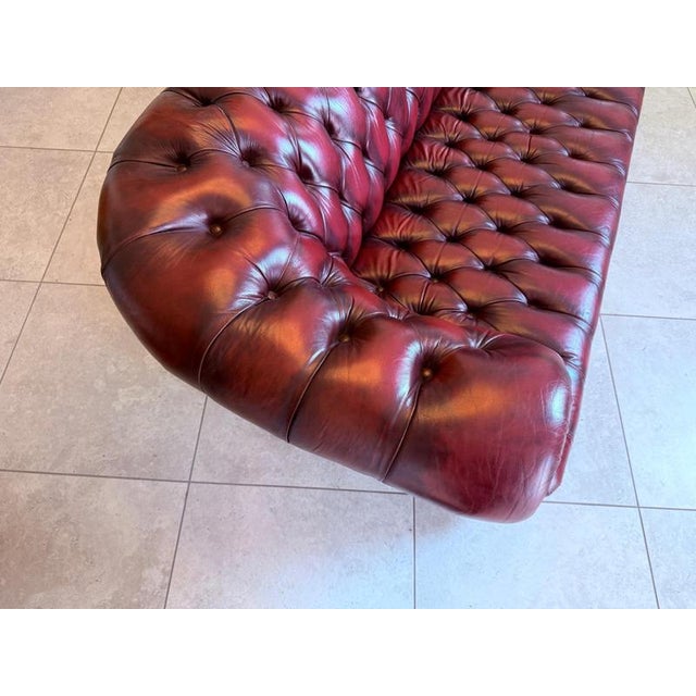 Red Oxblood Red Chesterfield 3-Seater Club Sofa For Sale - Image 8 of 15