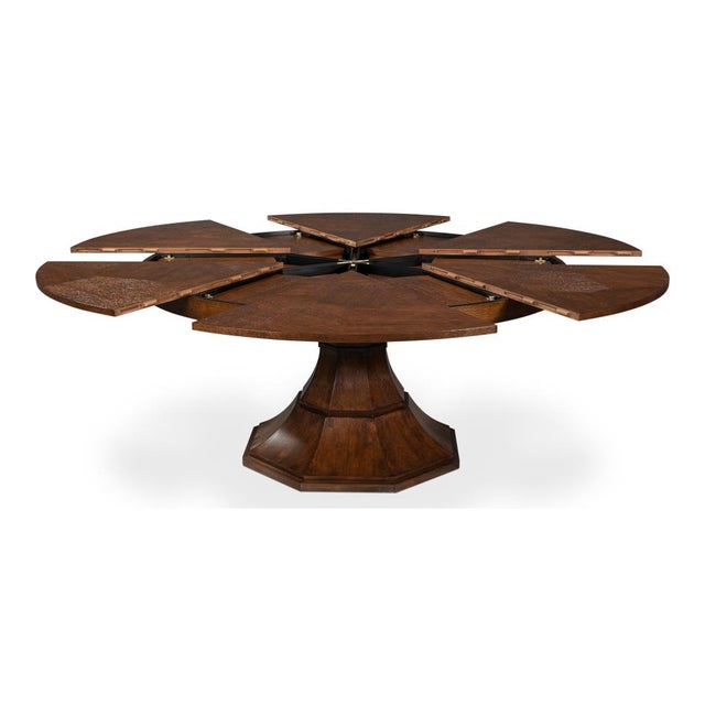 Warm Brown Oak Expanding Dining Table - 85 1/2" For Sale In Raleigh - Image 6 of 13