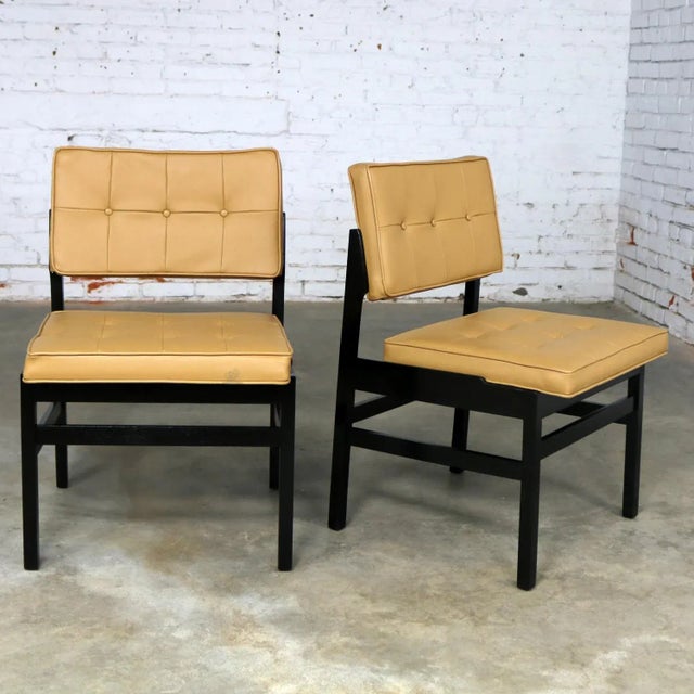 Hibriten Blackened Wood and Faux Leather Mid-Century Modern Chairs - a Pair For Sale - Image 9 of 13
