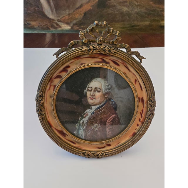 Metal Antique French Empire Miniature Signed Painting For Sale - Image 7 of 7