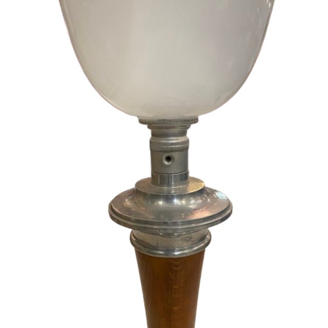 Mid-Century Modern Mazda Table Lamp in Mahogany Wood For Sale - Image 3 of 8