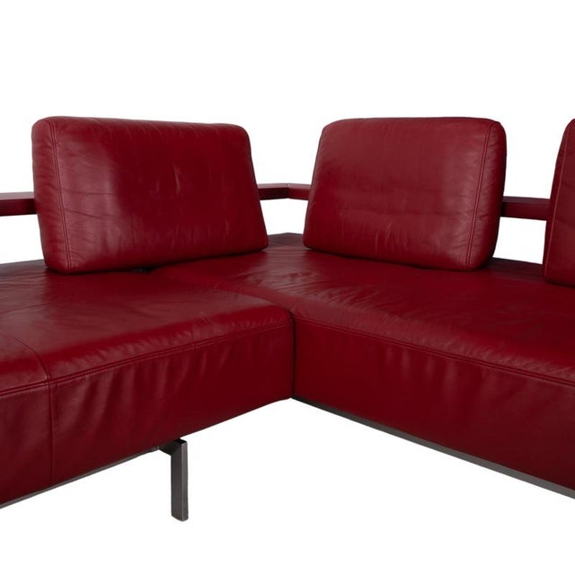 Dono 6100 Set Leather Corner Sofa with Ottoman in Red with Manual Function from Rolf Benz, Set of 2 For Sale - Image 11 of 18