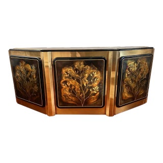 1970s Bernhard Rohne for Mastercraft "Tree of Life" Acid Etched Brass and Inlaid Sideboard For Sale