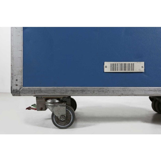 Wood Vintage Industrial Blue Airplane Trolley, 1980 For Sale - Image 7 of 12