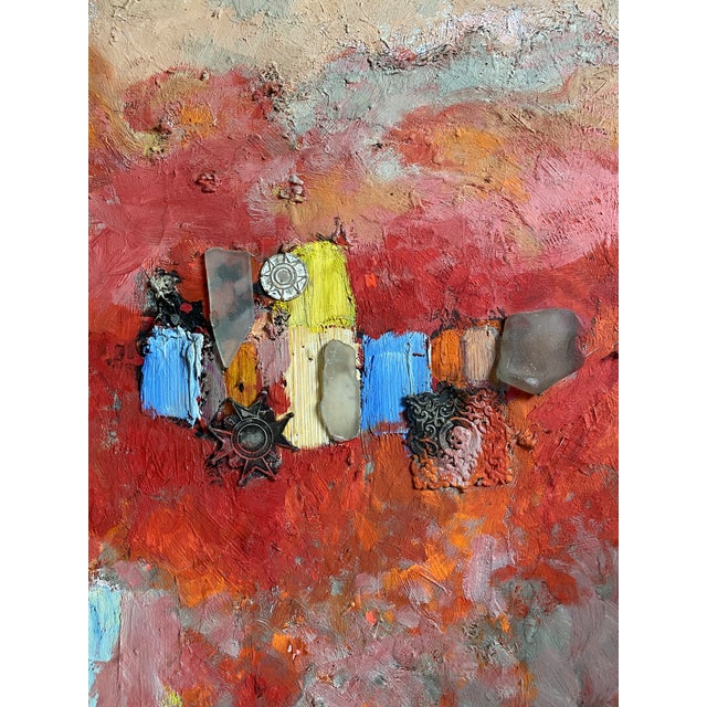 Abstract Mixed Media Framed Red Painting by Charles F Hofman For Sale In New York - Image 6 of 9