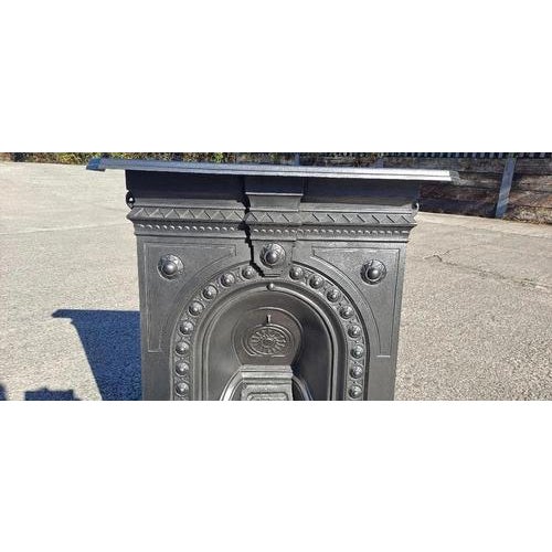 Metal Victorian Cast Iron Fireplace with Integrated Mantel and Grate For Sale - Image 7 of 14