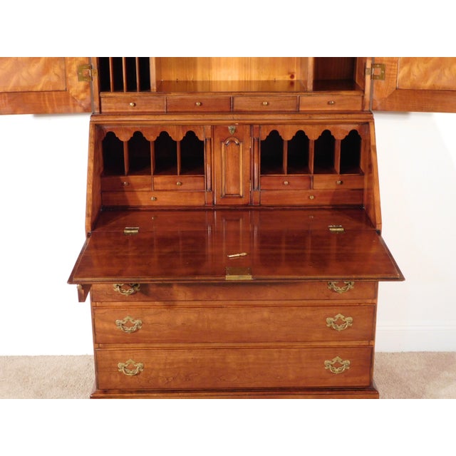 Rare Antique Wright Table Co. Tiger Maple Cherry Pine Chippendale Secretary Desk For Sale - Image 11 of 18