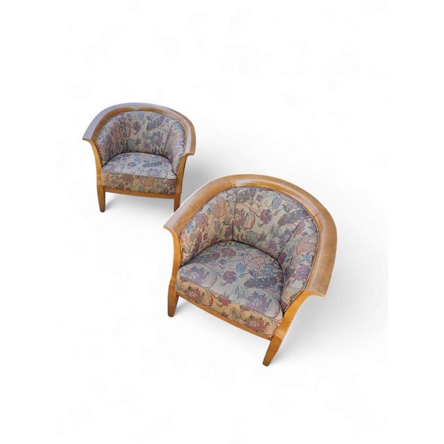 2 x armchair / club chair / floral fabric / 1980s