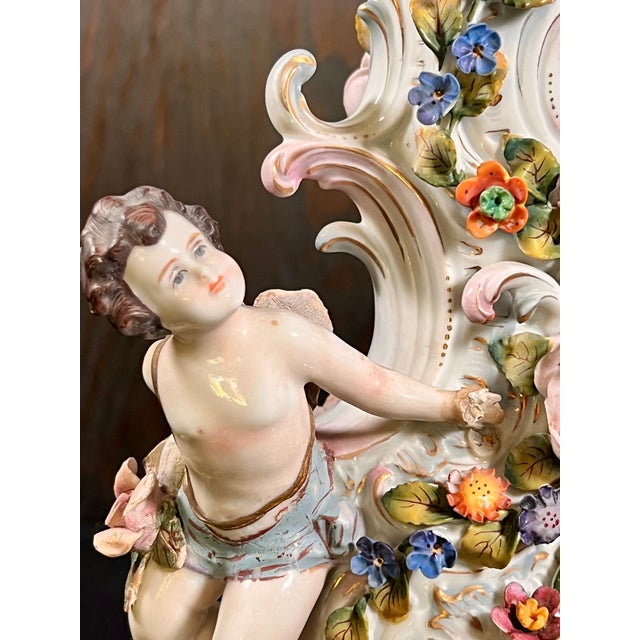 Vintage Rococo Style Porcelain Lamp With Two Cherubs For Sale - Image 10 of 14