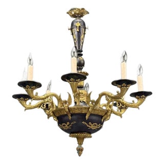 Federal Style, Chandelier, Bronze, Ebony, Europe, 1960s For Sale