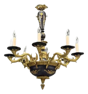 Federal Style, Chandelier, Bronze, Ebony, Europe, 1960s