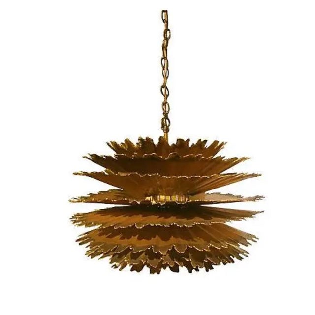 This very special and rare torch cut Brutalist metal globe by Tom Greene for Feldman Lighting does not often become...