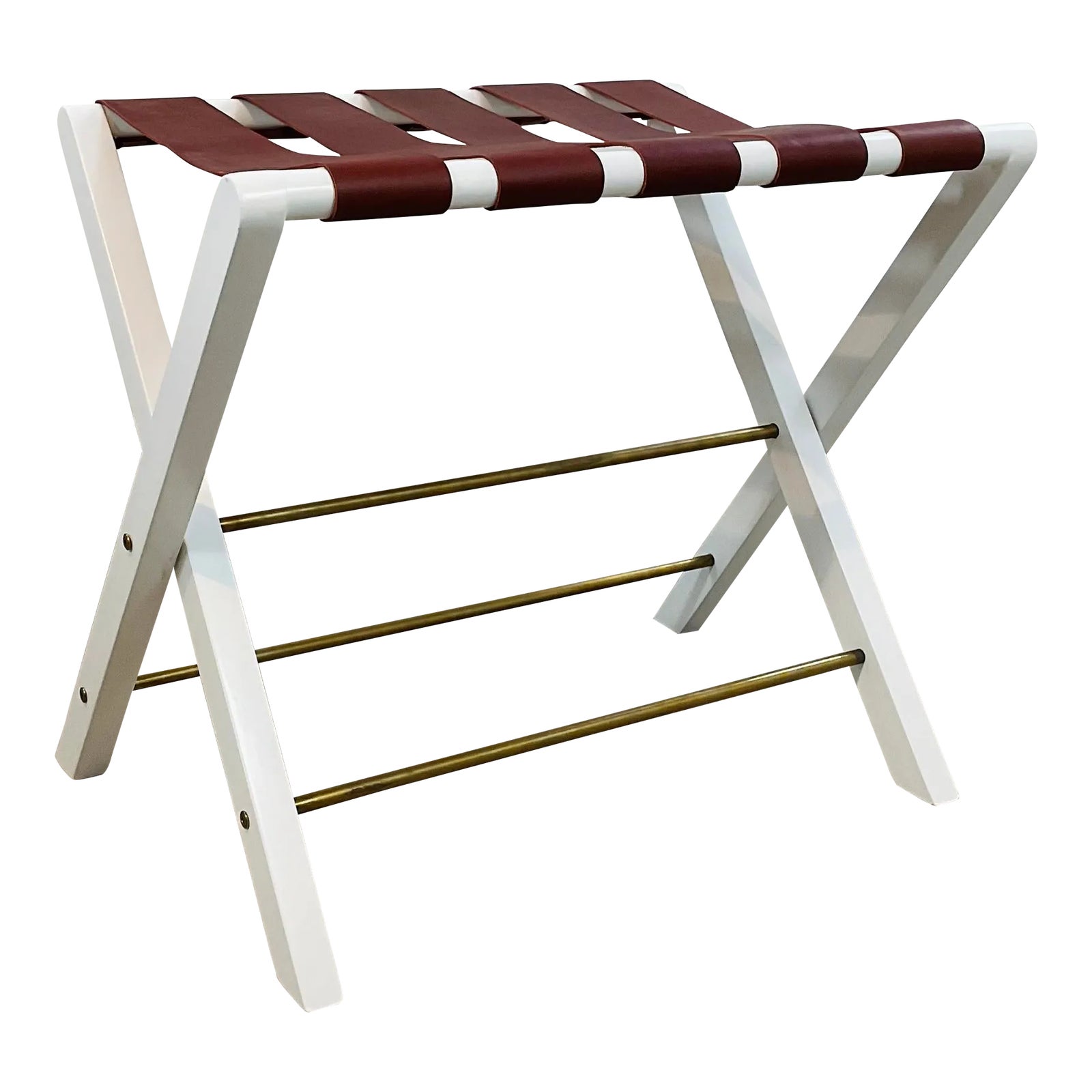 Made Goods Modern Aged Saddle Leather Luggage Rack | Chairish
