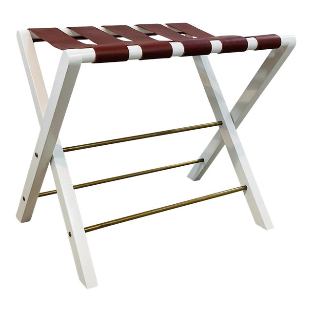 Made Goods Modern Aged Saddle Leather Luggage Rack For Sale