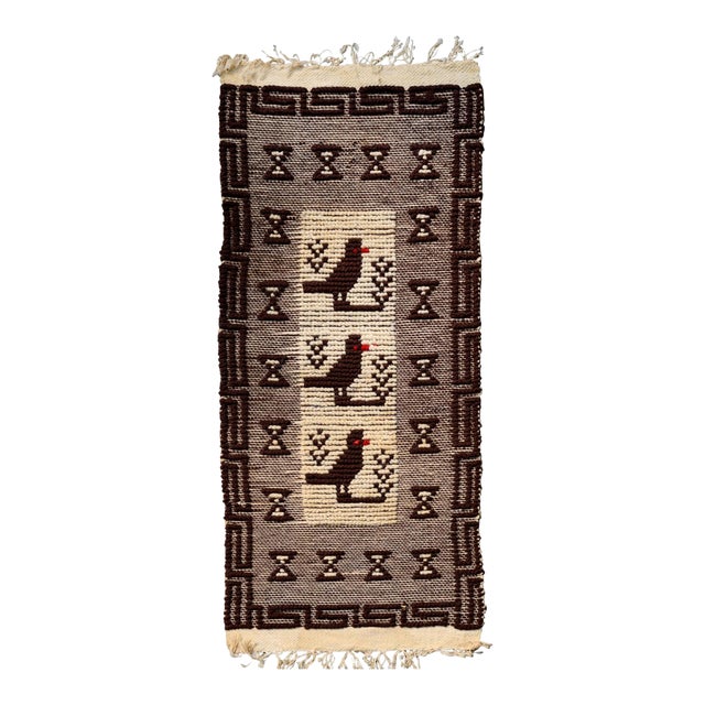 Small Mid Century HandWoven Wall Tapestry With Birds For Sale