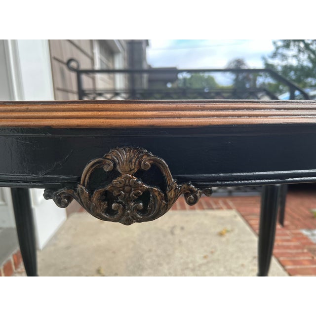 Blue Vintage Refinished Diamond Veneer Console Table For Sale - Image 8 of 9