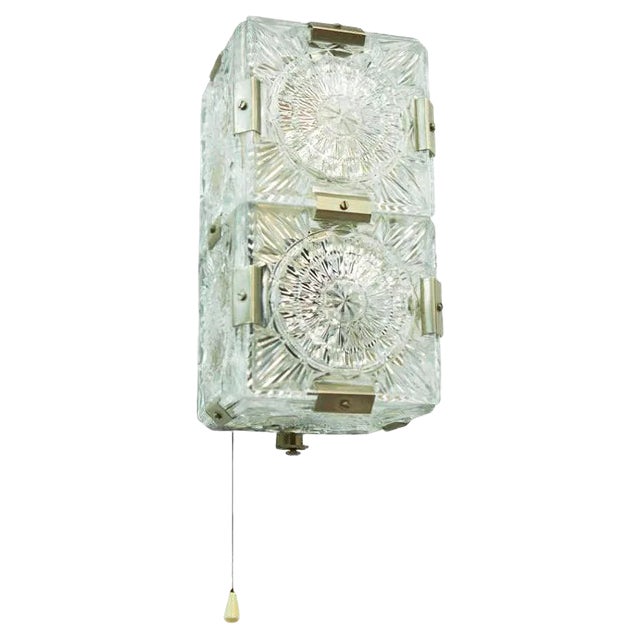 Mid-Century Pressed Glass Sconce, 1960s For Sale