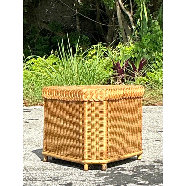 Vintage Coastal Brown Jordan Triangle Side Table For Sale In West Palm - Image 6 of 8