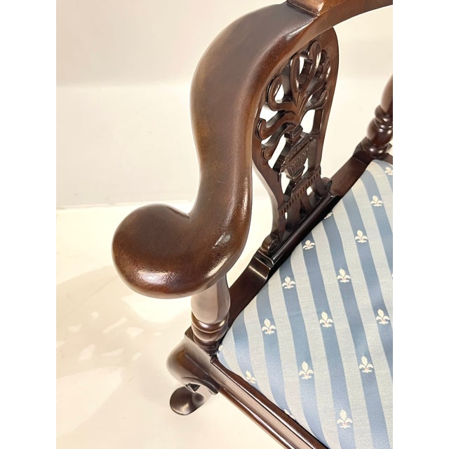 Vintage Key City Furniture Co. Queen Anne Style Mahogany Corner Chair For Sale - Image 11 of 12