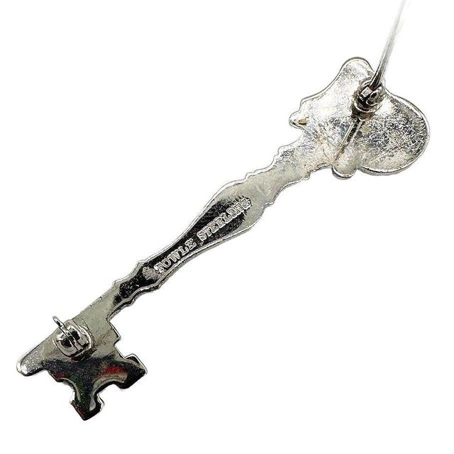 1970s 1970s Sterling Silver Rampant Lion Skelton Key Brooch Pin by Towle For Sale - Image 5 of 6