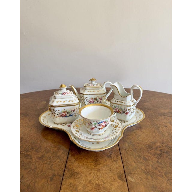 Rare quality antique 19th century porcelain breakfast set, having a quality antique porcelain breakfast set consisting of...
