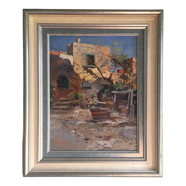 Ezelino Briante, Sunny Day in Capri, 1955, Oil on Panel, Framed For Sale