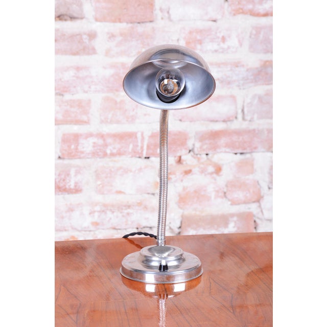 Czech Bauhaus Table Lamp in Chromed Steel and Aluminium by J. Vorel, 1930s For Sale - Image 4 of 13