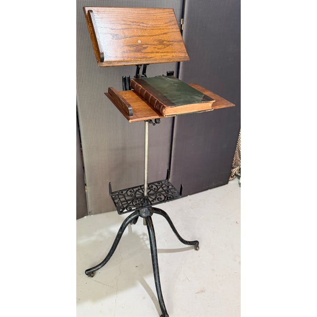 This item is a antique Victorian era library book stand, commonly used to display important ant large books, or also sheet...