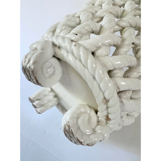 Ceramic Vintage Ceramic Woven Rope Cache Pot For Sale - Image 7 of 9
