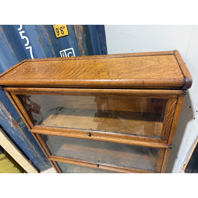 Wood Early 20th Century Globe-Wernicke 4-Stack Oak Barrister "Elastic" Bookcase For Sale - Image 7 of 8