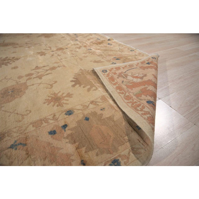 8x11 Peshawar Hand Knotted Wool Rug, Gold and Rust Oushak Design For Sale - Image 10 of 14