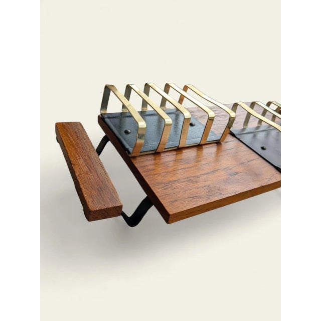 Mid-Century Modern Mid-Century Brass and Teak Toast Rack, 1960s For Sale - Image 3 of 6