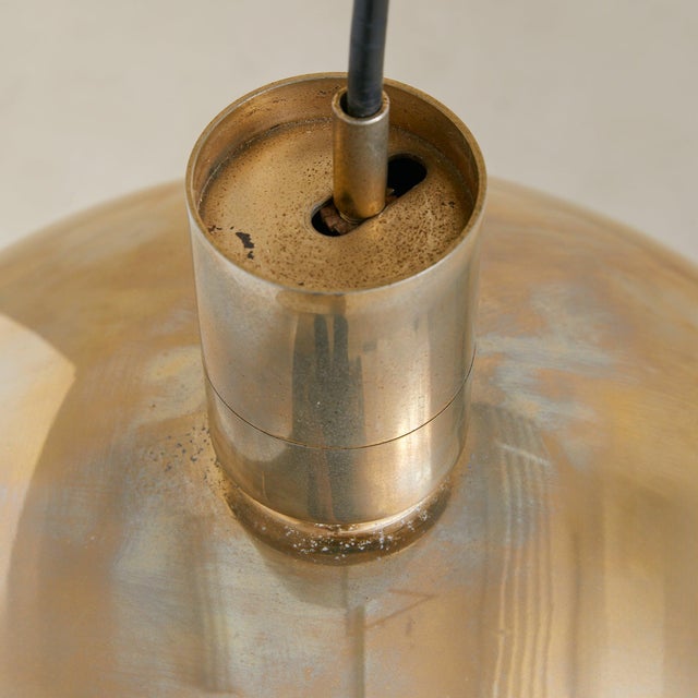 Franco Albini 1968 Mid-Century Modern Italian Brass Dome Pendant Attributed to Franco Albini for Sirrah For Sale - Image 4 of 7