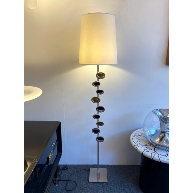1990s 1990s Bronze and Enamel Floor Lamp by Le Héritiers, France EU Wired For Sale - Image 5 of 12