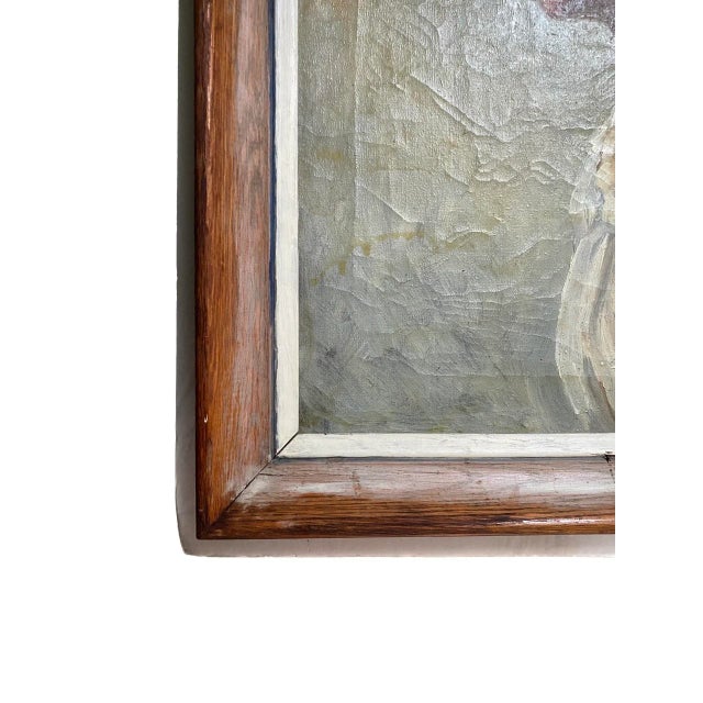 1920s Antique Oil on Canvas Portrait Painting of Beautiful Woman With Hibiscus Flower in Her Hair, Signed Vera Martin Circa 1920’s For Sale - Image 5 of 12