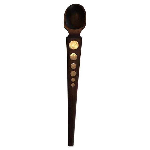 Brown 1950s Inlaid Silver Rosewood Serving Spoon William Spratling Taxco Mexico For Sale - Image 8 of 8